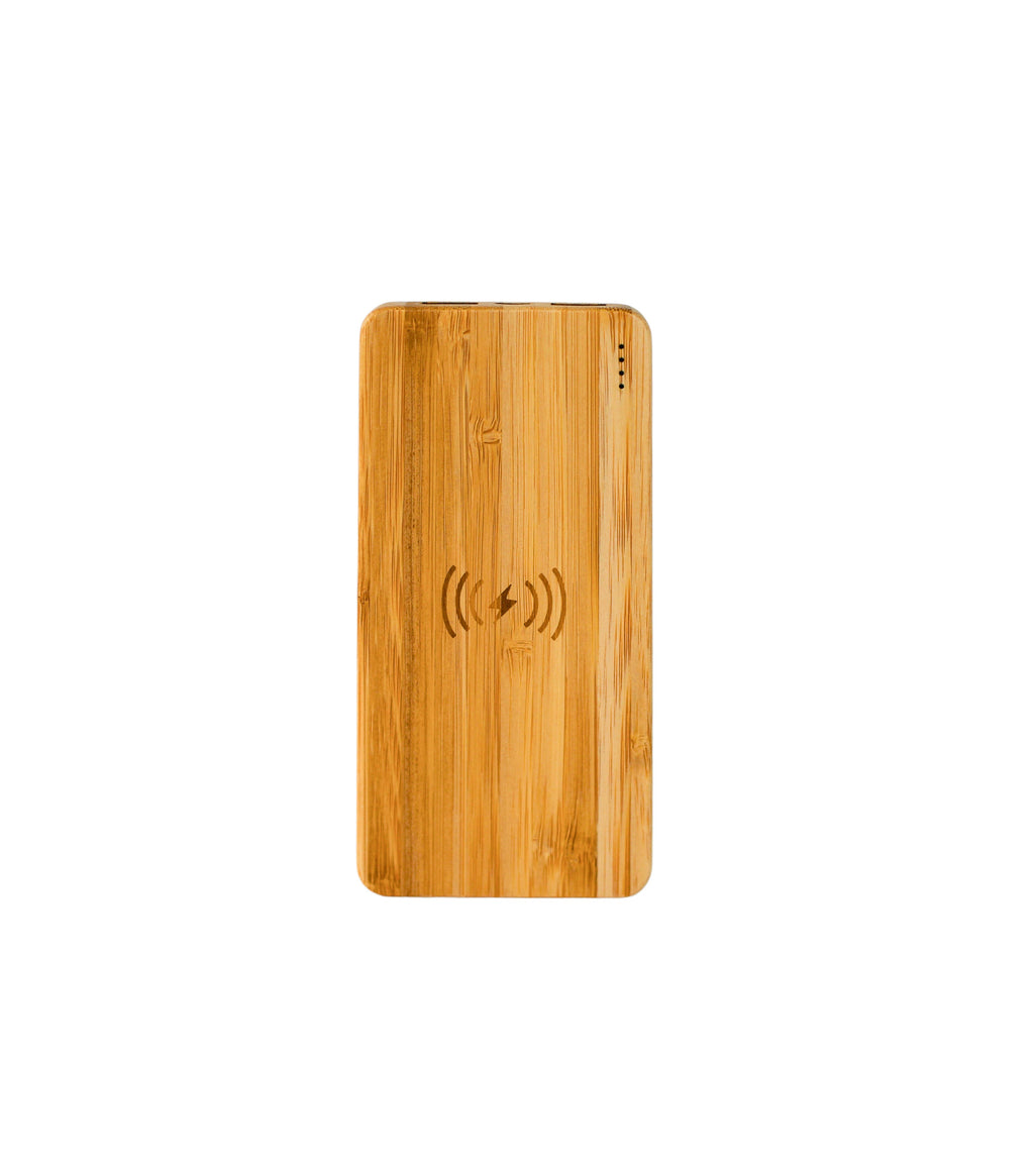 Cargador Inalámbrico Rectangular de Bambú 14,6 × 7 cm