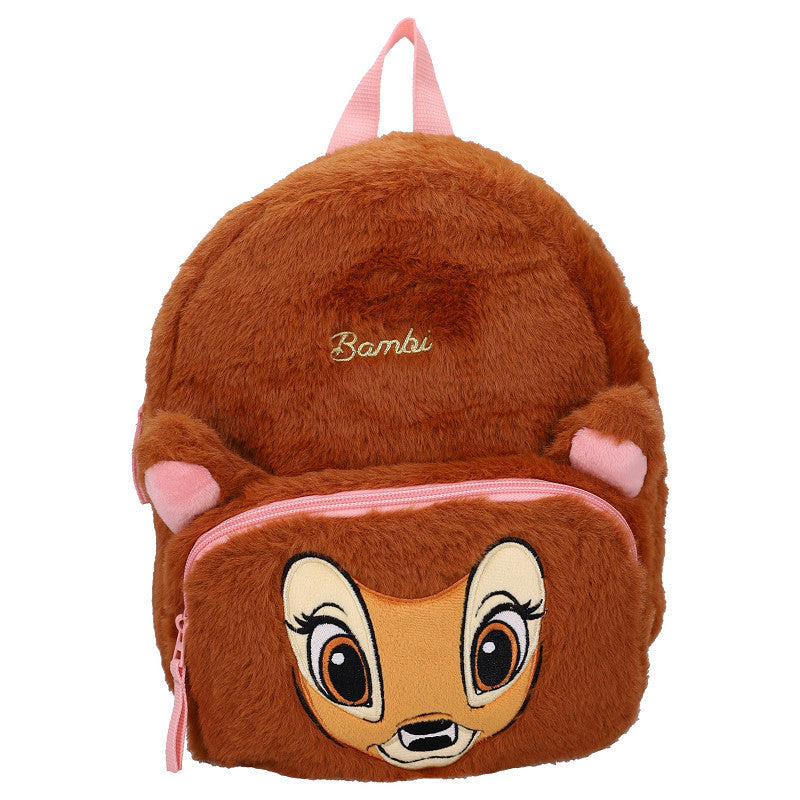 Mochila Escolar Disney Bambi Premium 3D de Terciopelo