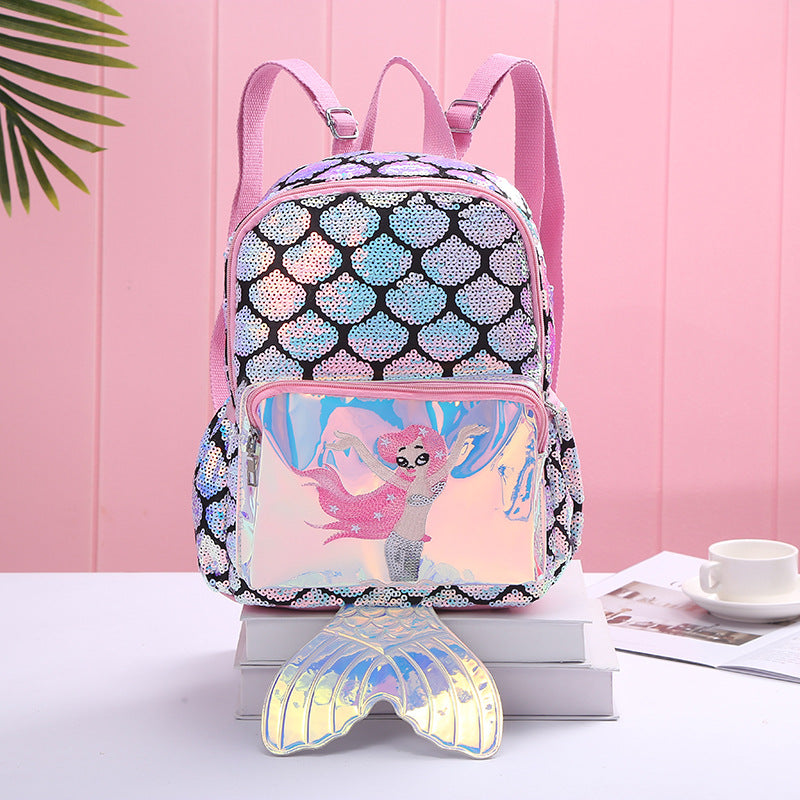 Mochila Escolar Sirena para Niña – Diseño Reciclado