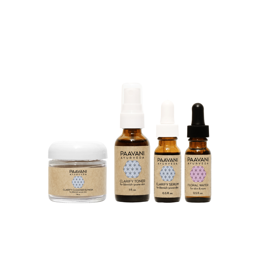 Ritual Ayurvédico de Viaje para Acné y Piel Grasa | Clarify Travel Skincare Ritual | Paavani