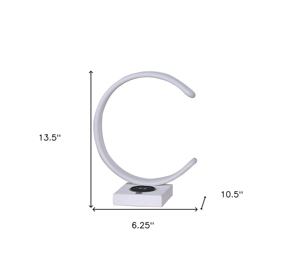 Lámpara LED de Mesa Blanca con USB y Cargador Inalámbrico – 35 cm