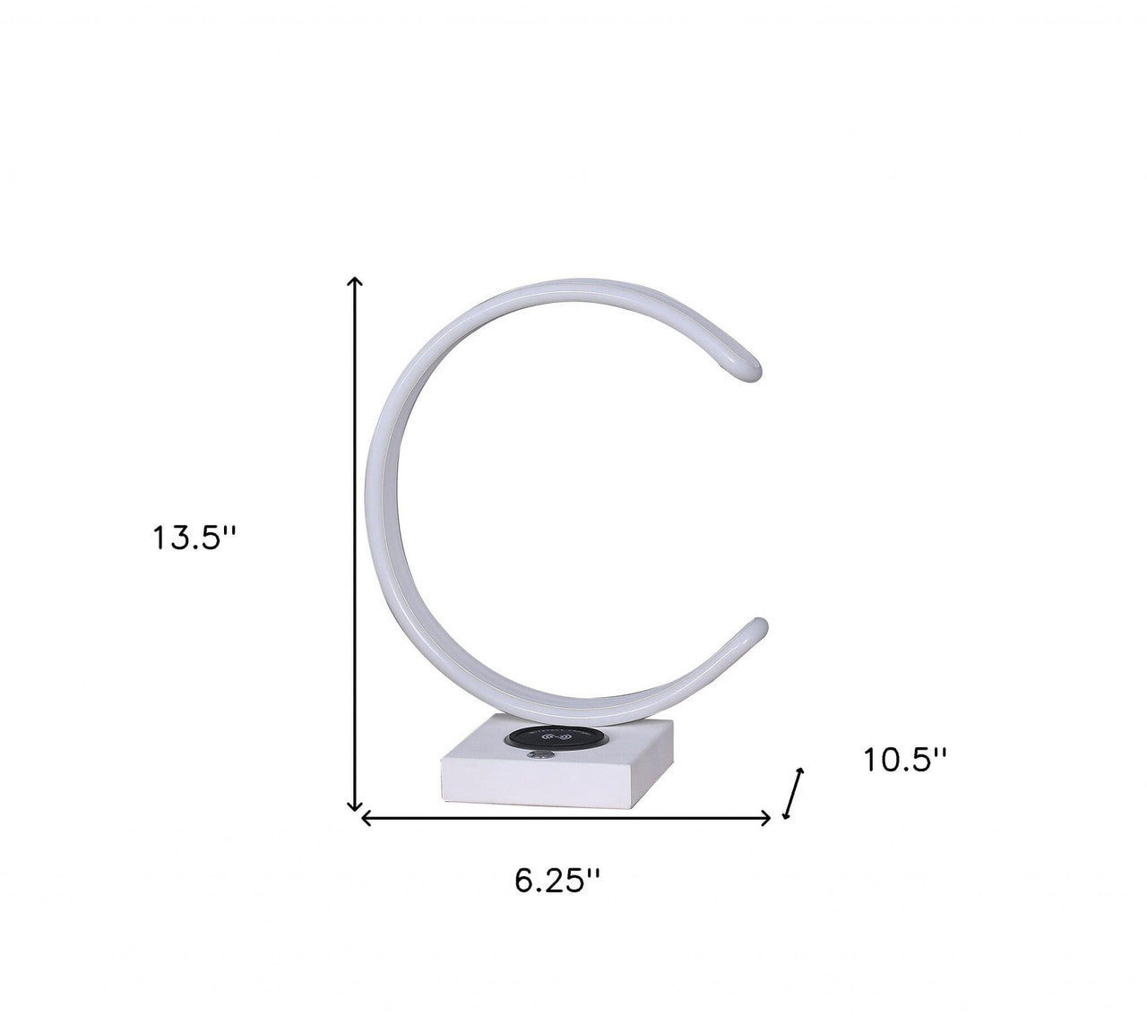 Lámpara LED de Mesa Blanca con USB y Cargador Inalámbrico – 35 cm