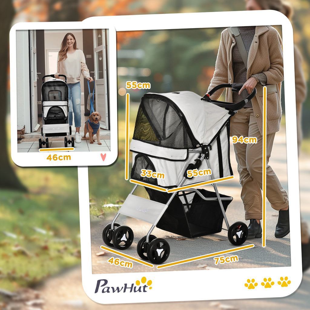 Cochecito Plegable para Perros y Gatos – Gris
