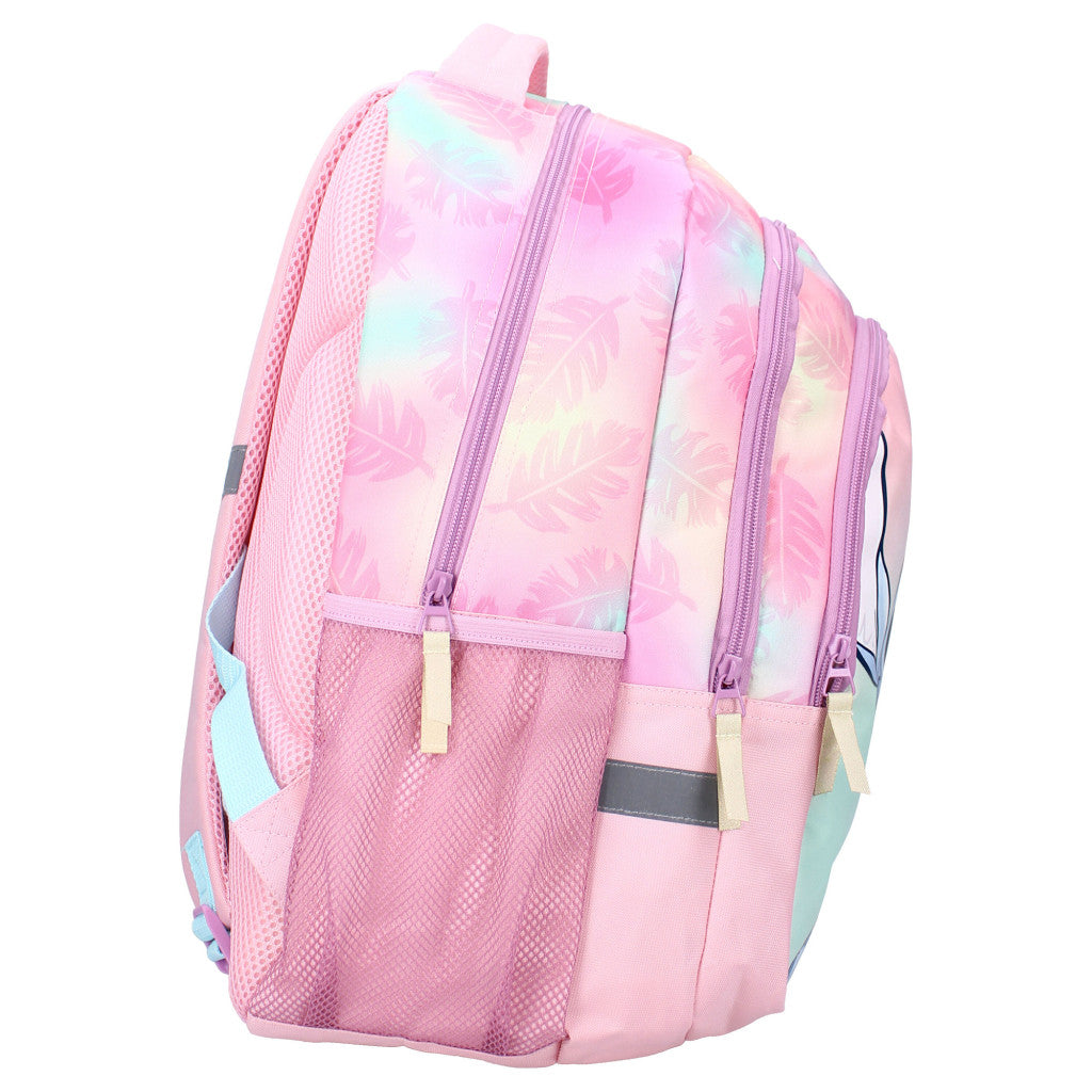 Mochila Escolar Grande Stitch Aloha de 3 Compartimentos