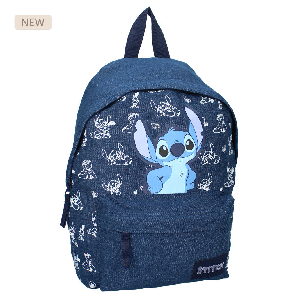 Mochila Escolar Premium Stitch de Denim | Stitch Premium Denim Schoolbag