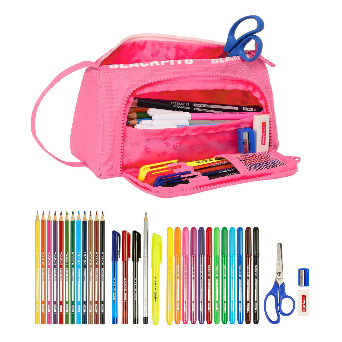 Estuche Escolar BlackFit8 Glow Up Rosa con 32 Piezas