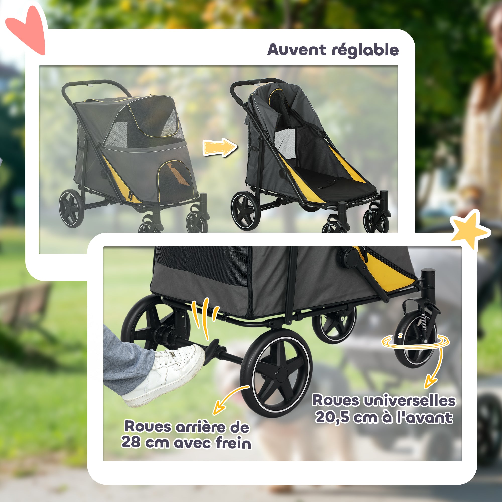 Cochecito Plegable PawHut para Perros y Gatos hasta 30 kg
