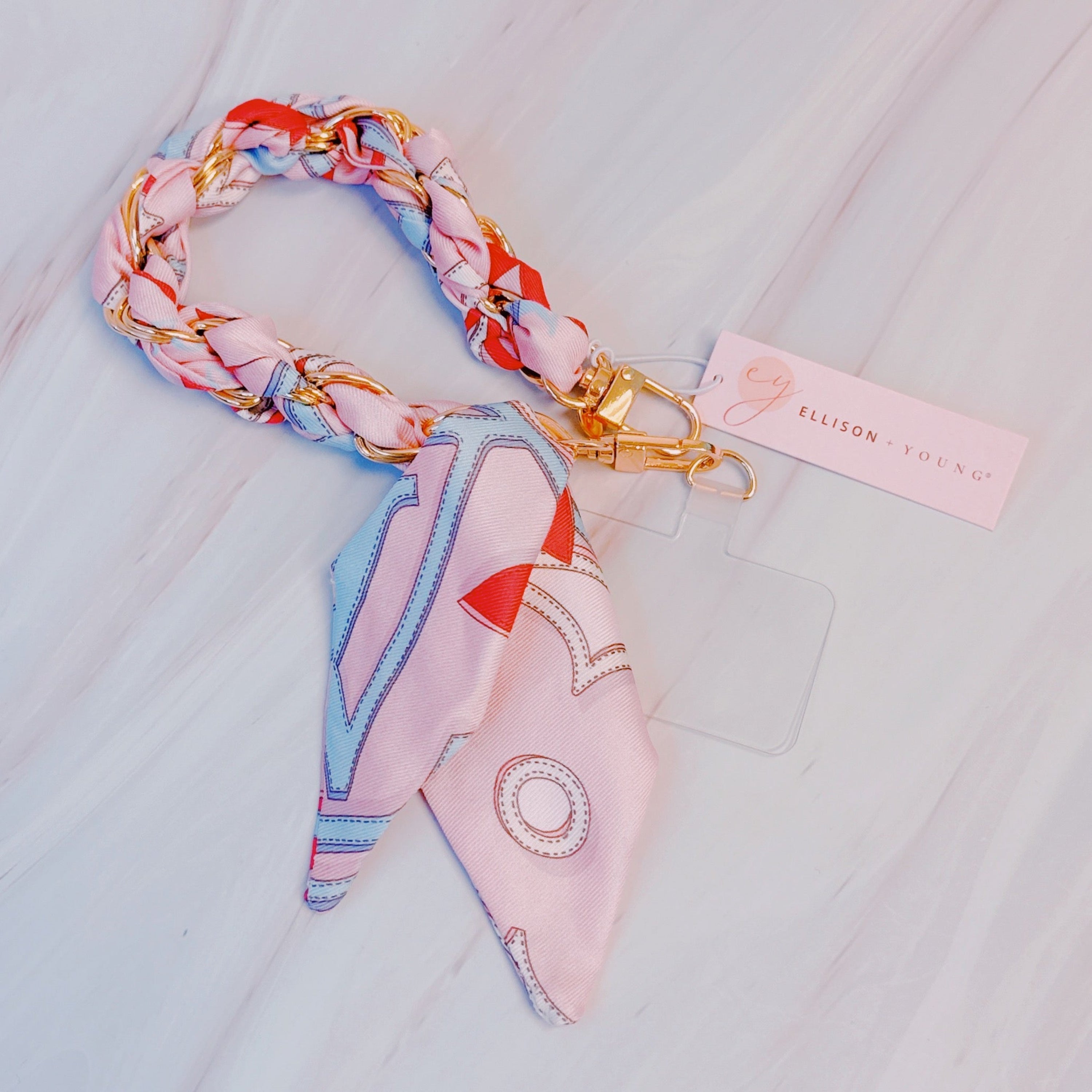 Correa para Móvil con Pañuelo Trenzado y Cadena | Mobile Phone Strap with Braided Scarf and Chain