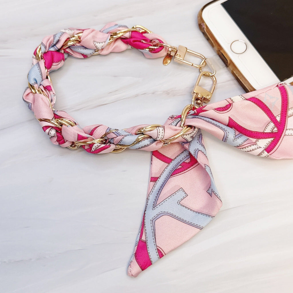 Correa para Móvil con Pañuelo Trenzado y Cadena | Mobile Phone Strap with Braided Scarf and Chain
