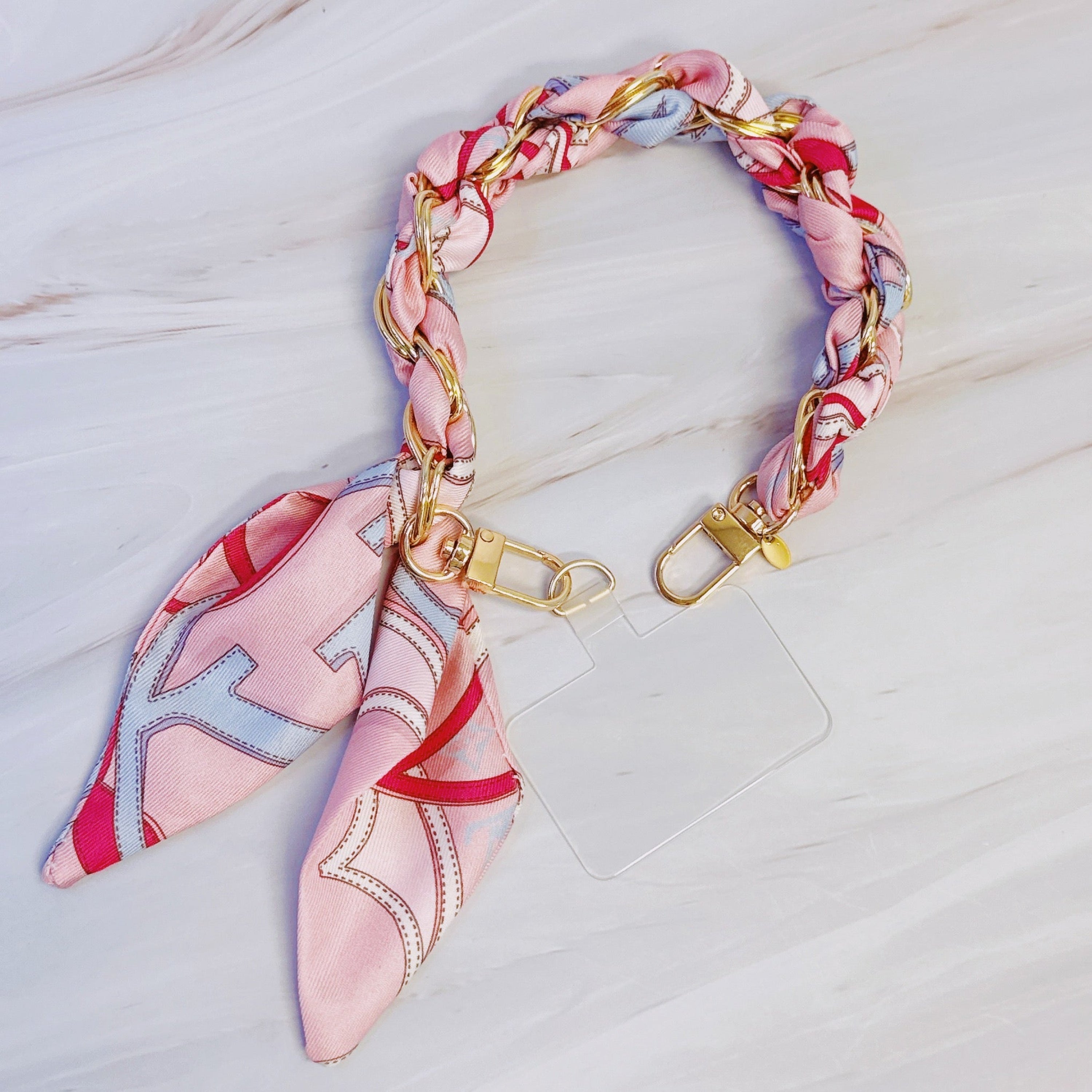 Correa para Móvil con Pañuelo Trenzado y Cadena | Mobile Phone Strap with Braided Scarf and Chain