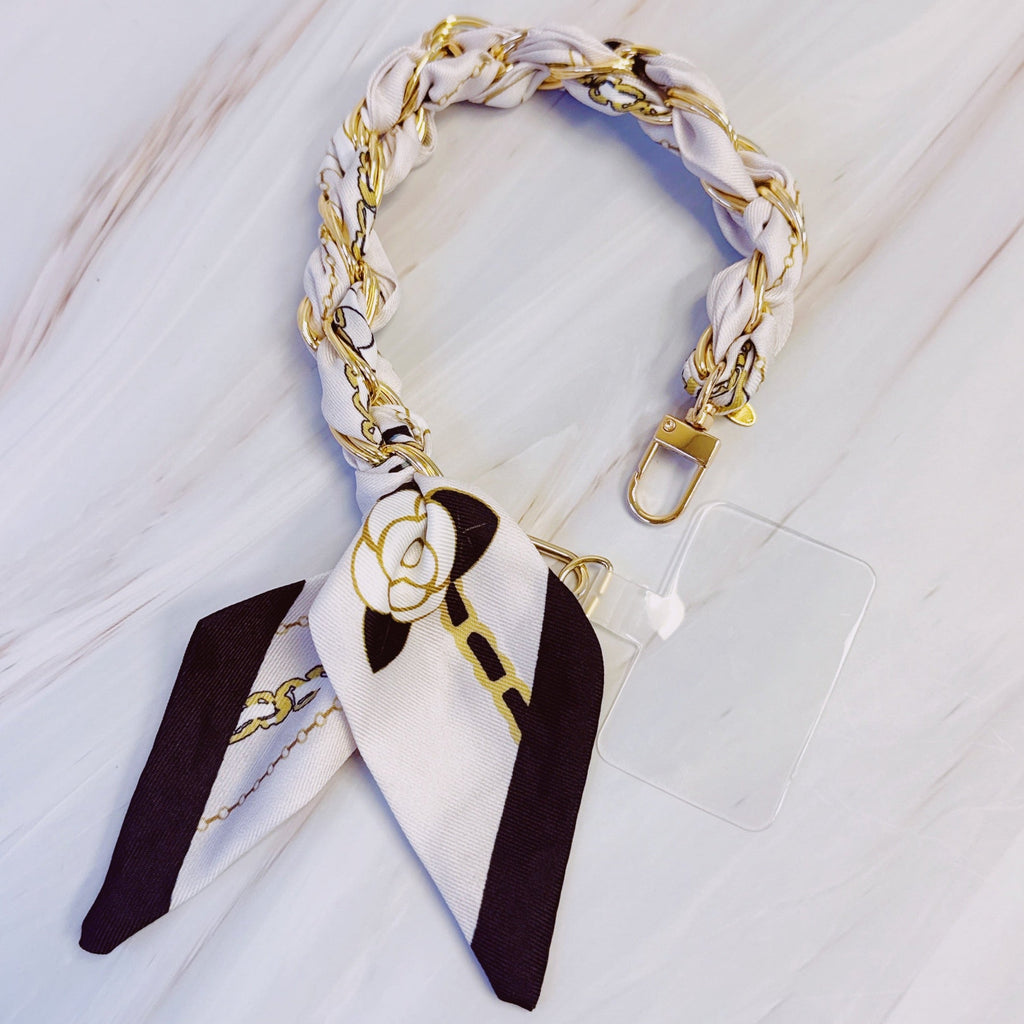 Correa para Móvil con Pañuelo Trenzado y Cadena | Mobile Phone Strap with Braided Scarf and Chain