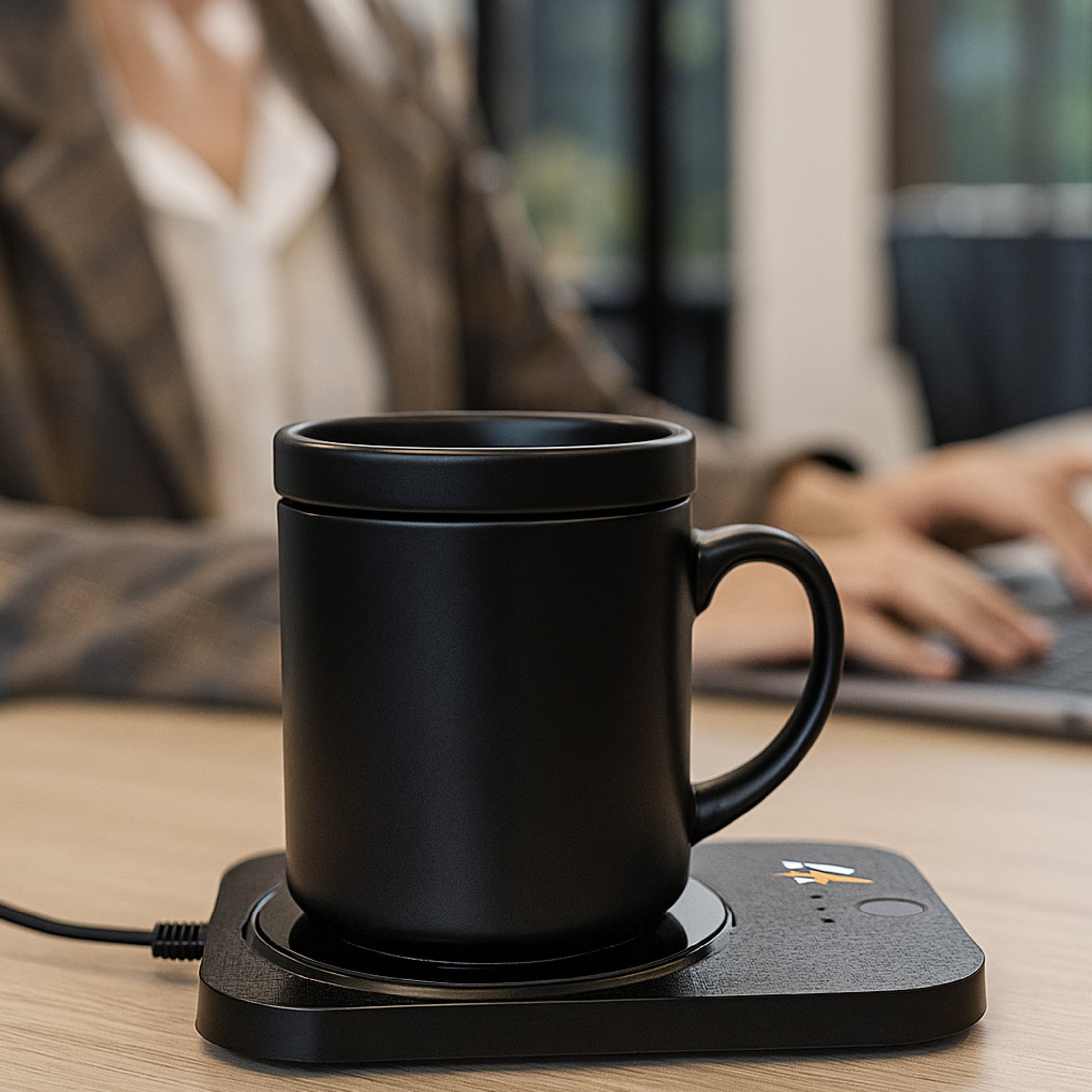 Cargador Inalámbrico 2 en 1 con Calentador de Taza Pursonic