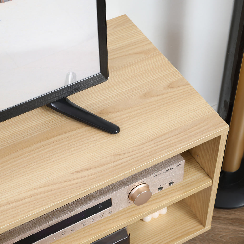 Meuble TV pour télévision jusqu'à 46 pouces design scandinave 2 portes 2 niches avec passe-câbles 110 x 39 x 48,8 cm