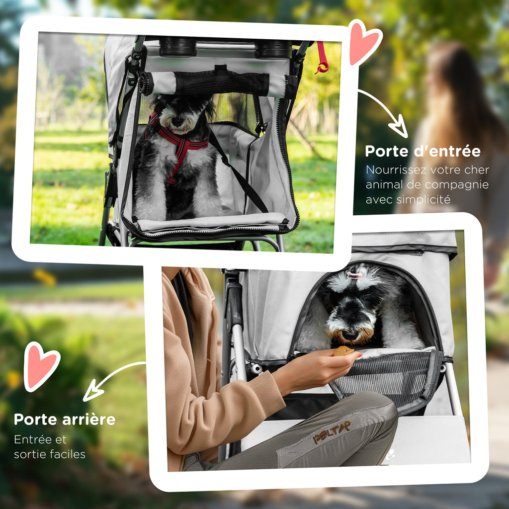 Cochecito Plegable para Perros y Gatos – Gris