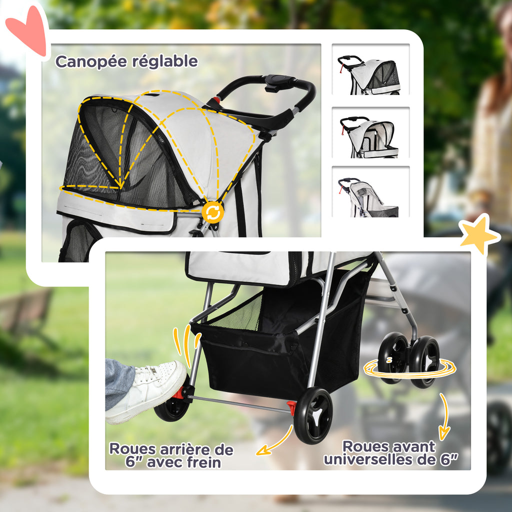 Cochecito Plegable para Perros y Gatos – Gris