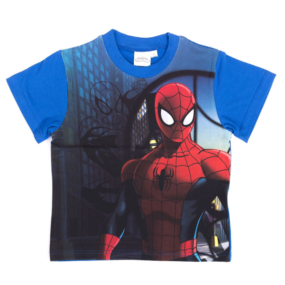Camiseta Infantil Spider-Man de Manga Corta – Azul – Talla 98 | Kids’ Spider-Man Short-Sleeve T-Shirt – Blue – Size 98