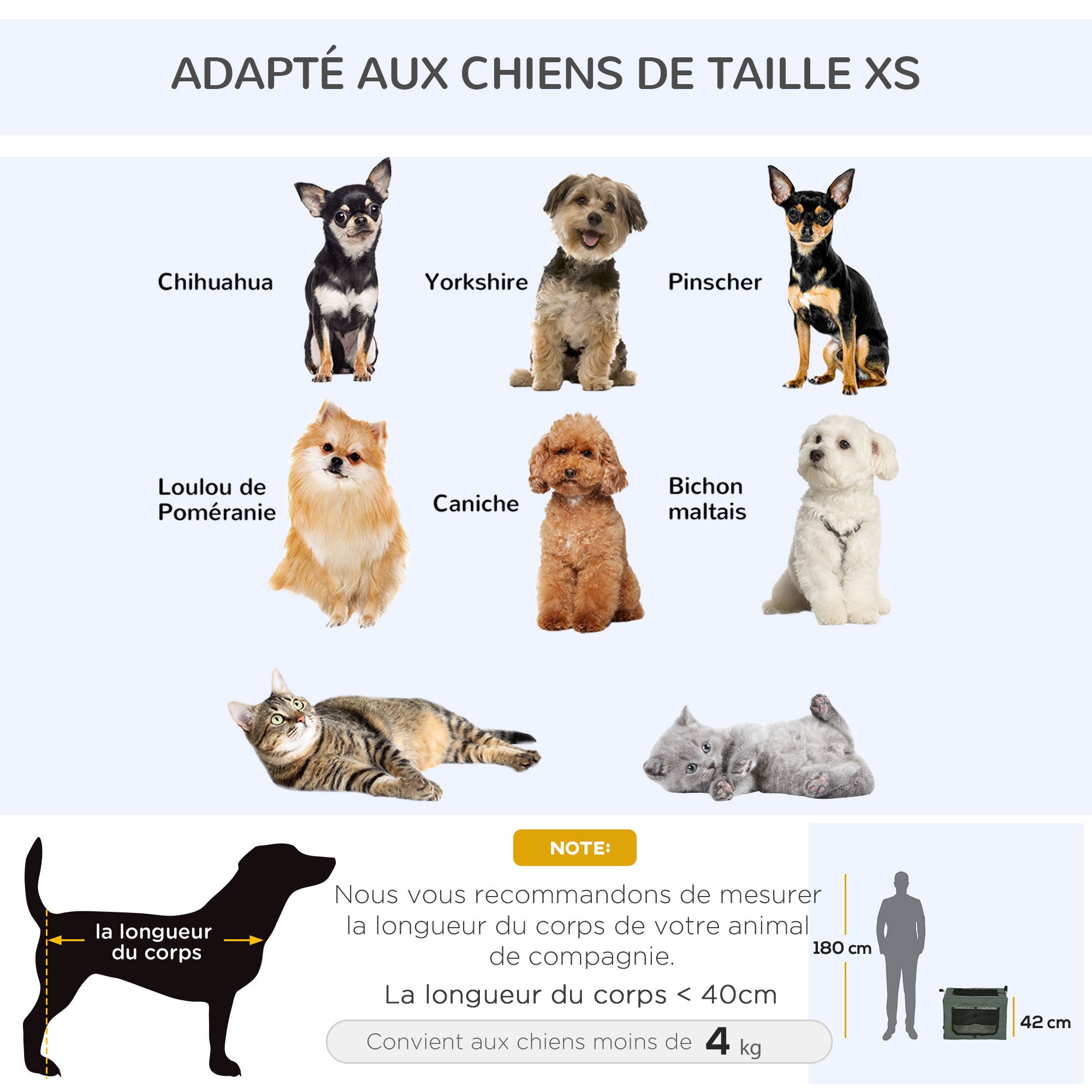 Transportín Plegable para Perro o Gato 60 × 42 × 42 cm