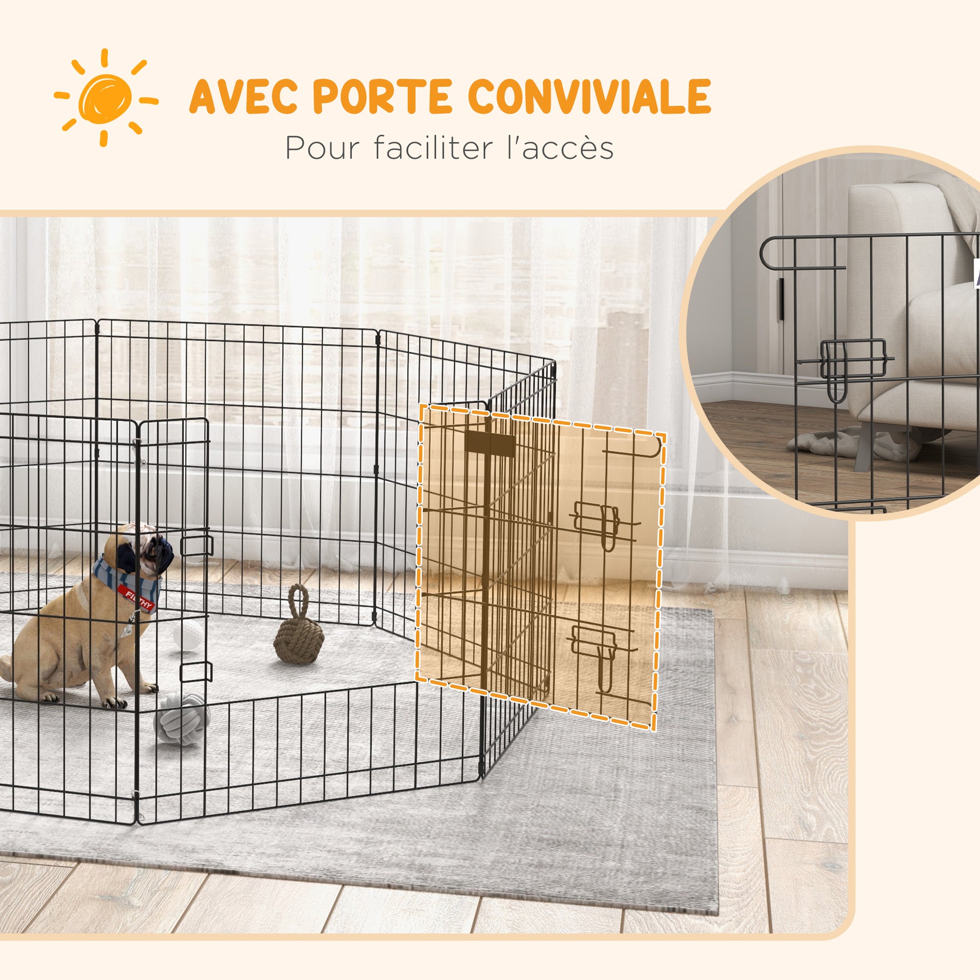 Parque Plegable de 8 Paneles para Perros y Pequeñas Mascotas