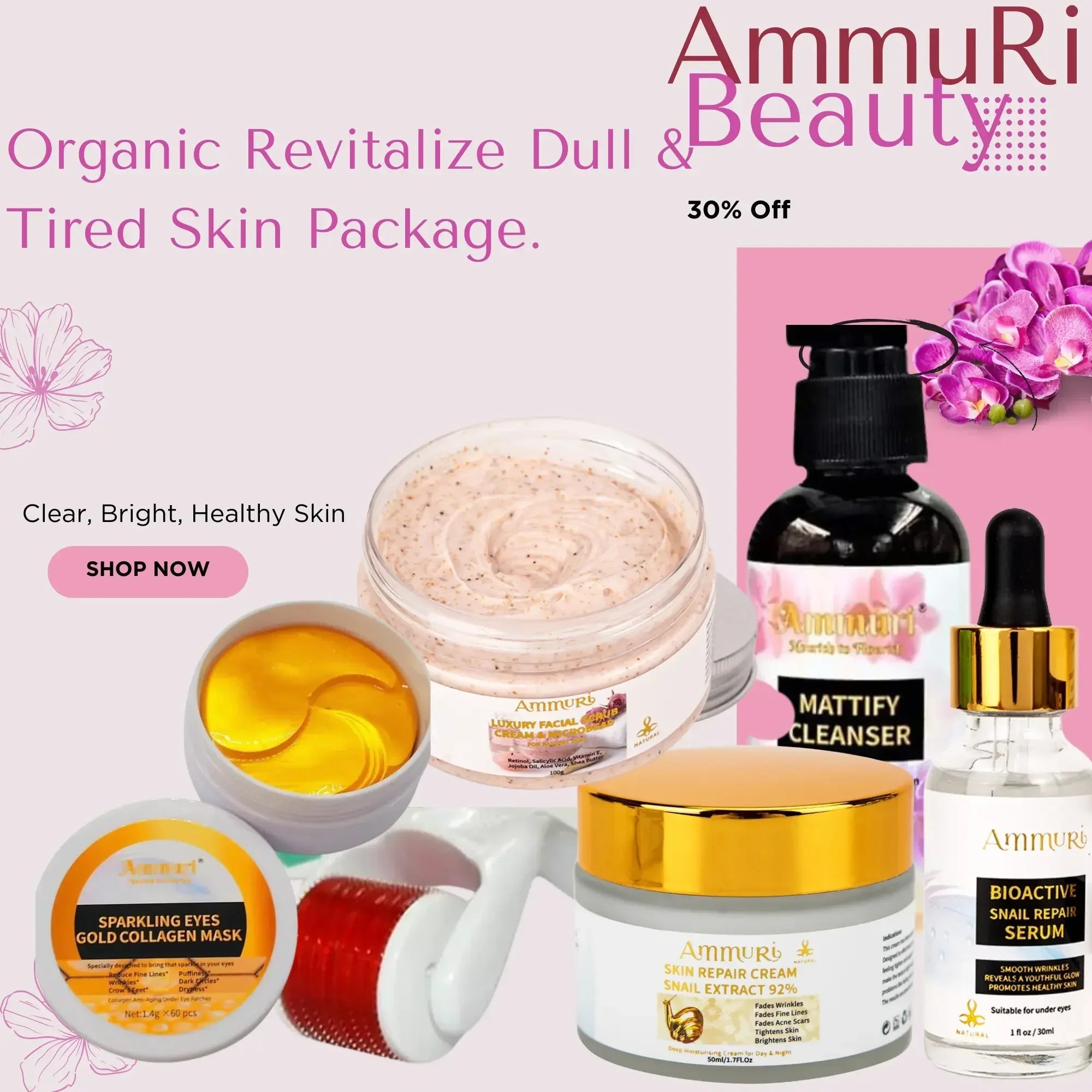 Pack Natural para Piel Apagada y Luminosidad | Natural Skincare Package for Dull Skin & Radiance | Ammuri
