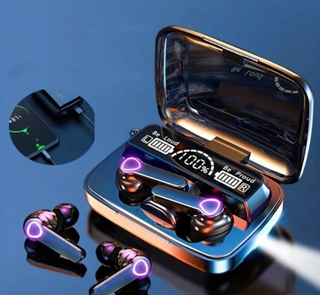 Auriculares inalámbricos TWS con estuche de carga, pantalla LED y linterna