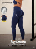 Legging Glowmode Scrunch azul-marinho - vista traseira