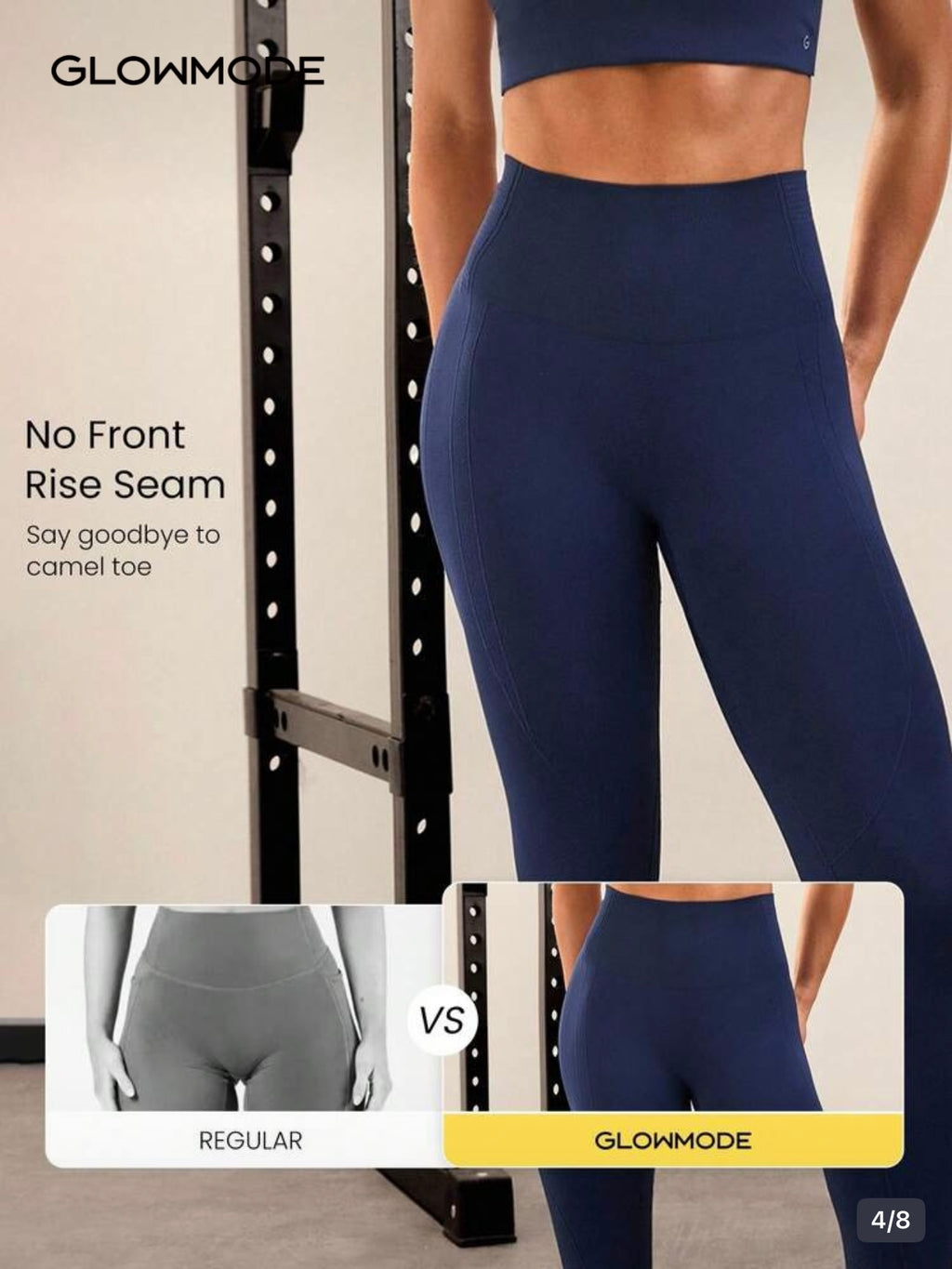 Legging Glowmode Scrunch azul-marinho - frente sem costura central