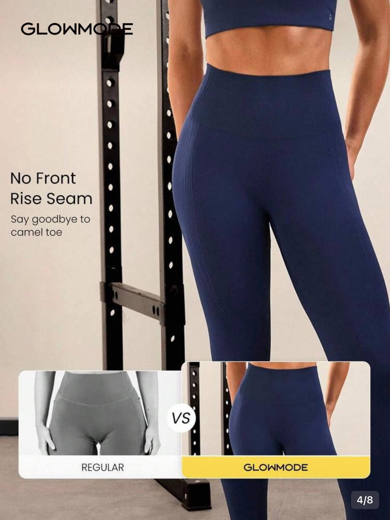 Legging Glowmode Scrunch azul-marinho - frente sem costura central