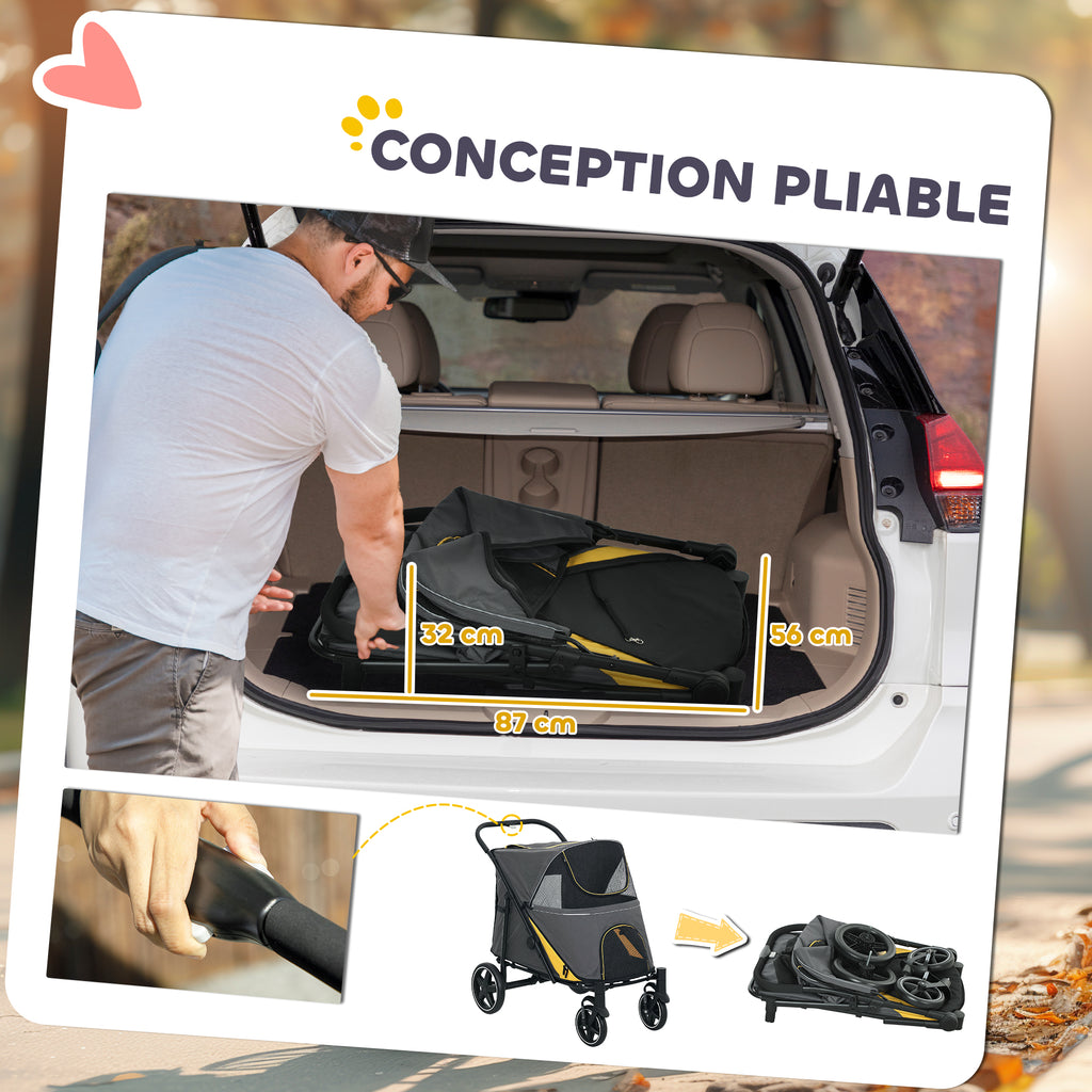 Cochecito Plegable PawHut para Perros y Gatos hasta 30 kg