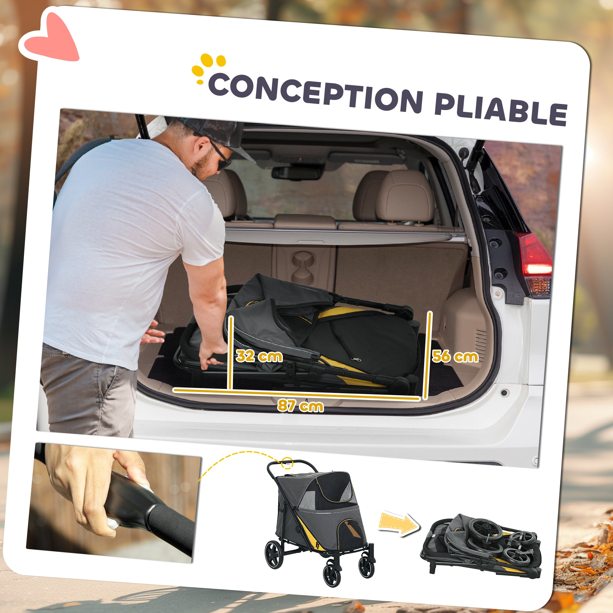 Cochecito Plegable PawHut para Perros y Gatos hasta 30 kg
