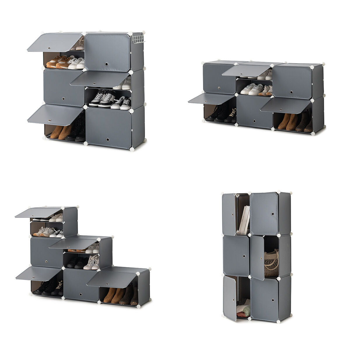 Zapatero Modular Portátil InnovaGoods – Gris