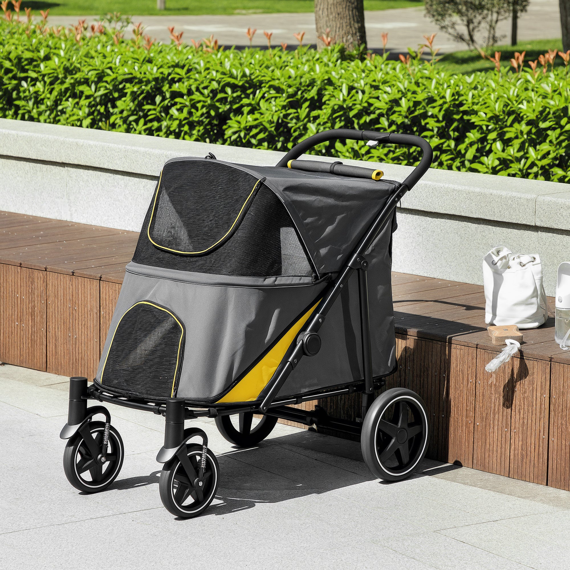 Cochecito Plegable PawHut para Perros y Gatos hasta 30 kg