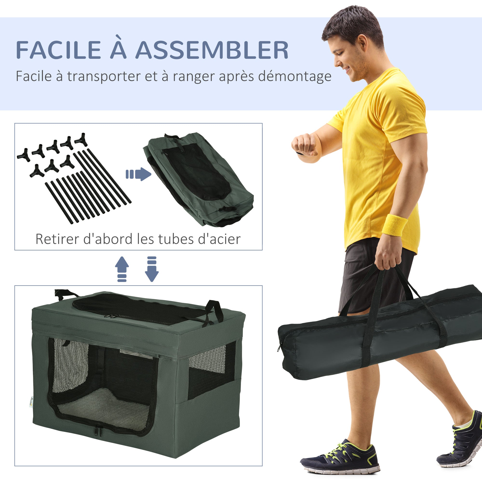 Transportín Plegable para Perro o Gato 60 × 42 × 42 cm