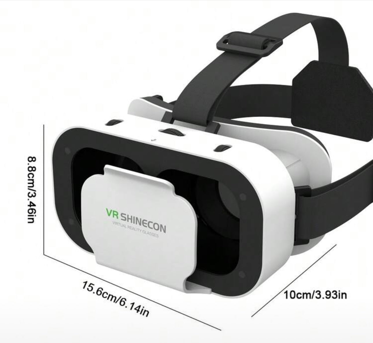 Medidas casco VR SHINECON 15,6 x 10 x 8,8 cm / SHINECON VR headset dimensions